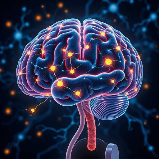 Ein Diagramm, das die Funktion des menschlichen Gehirns mit Neuronen und Synapsen zeigt.